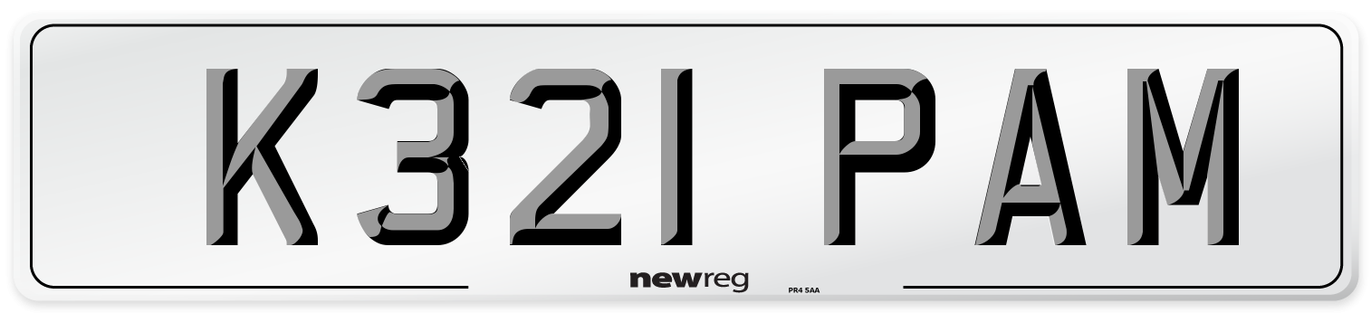 K321 PAM Number Plate from New Reg